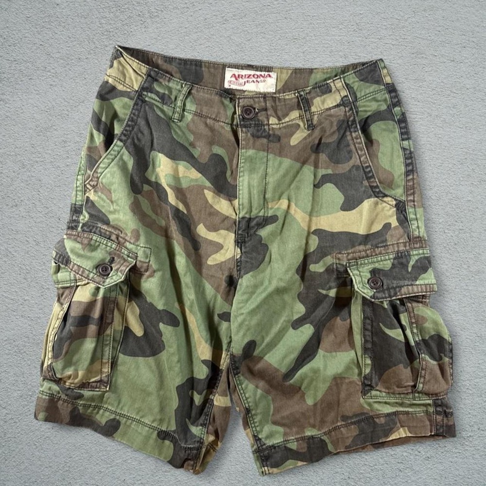 Arizona Jean Co Mens Camo Cargo Shorts Green Brown Size 30